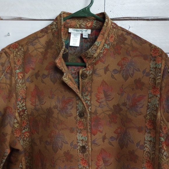 Coldwater Creek Women's Large Tapestry Brocade Jacket Blazer Floral Cottagecore. - Picture 8 of 12